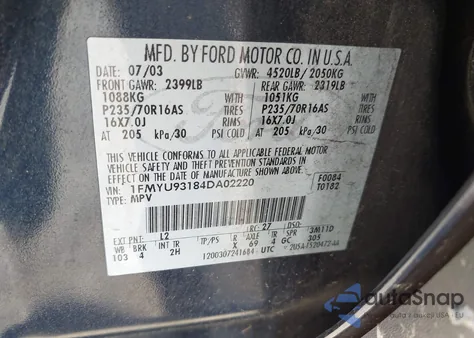 2004 Ford Escape Xlt из США, поврежденный, VIN 1FMYU93184DA02220